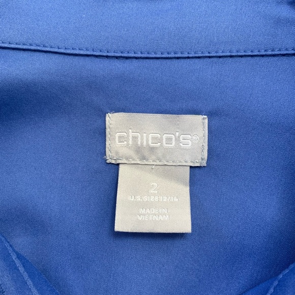 Chico’s Royal Blue Blouson Sleeve Blouse Size 2 (10-12) - Picture 4 of 5